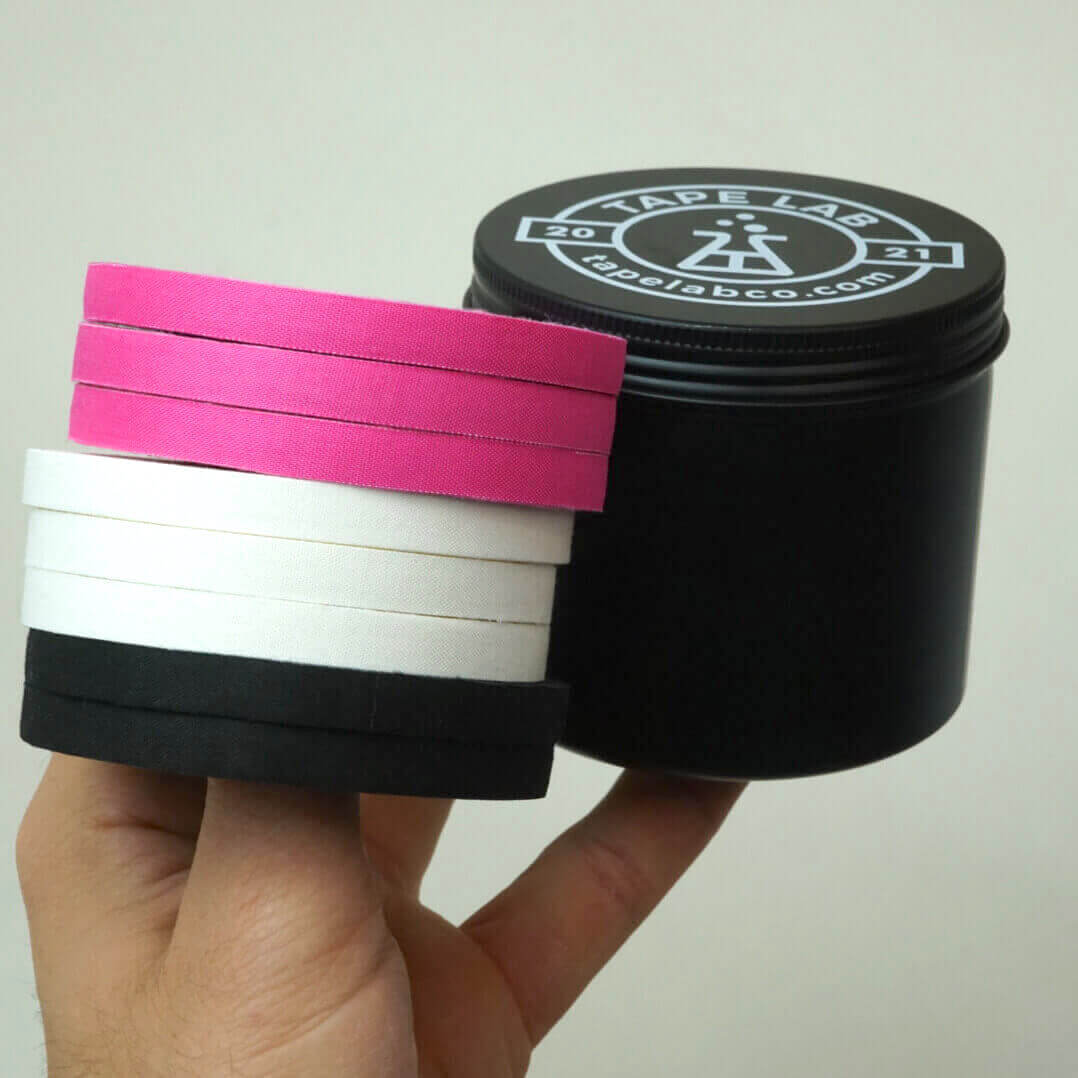 Tape Lab BIG Storage Box for Kinesiotape and More // Aluminium - Black - Screwable Lid - Height: 75mm - Diameter: 83mm