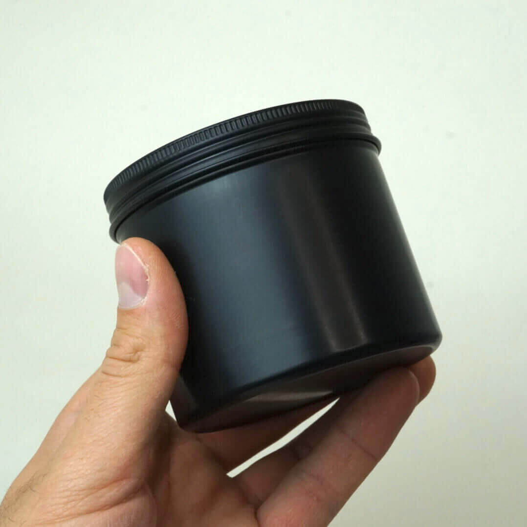 Tape Lab BIG Storage Box for Kinesiotape and More // Aluminium - Black - Screwable Lid - Height: 75mm - Diameter: 83mm