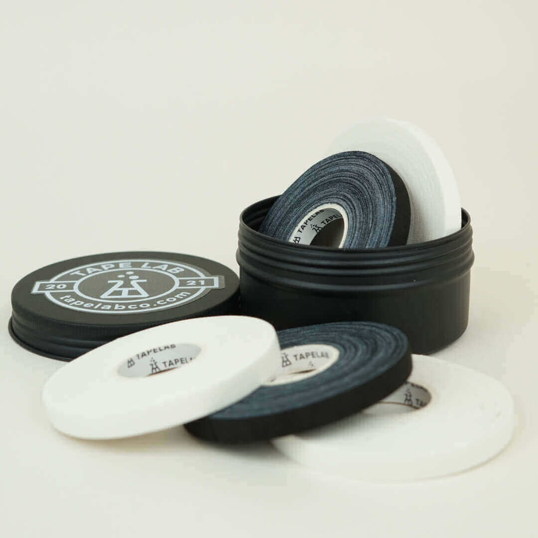 Tape Lab Yin-Yang Bundle 2.0 // 5x Athletic Finger Tape 7,6mm x 13,7m black/white + 1x Storage Box